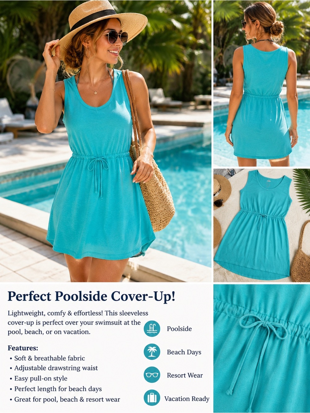 St. John's Bay Teal Scoop Neck Tank dress small